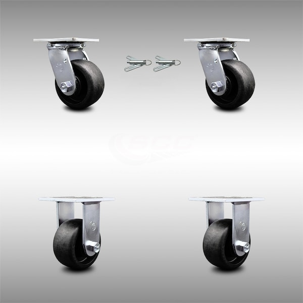 Service Caster 4 Inch SS Glass Filled Nylon Caster Set with Ball Bearings 2 Swivel Lock 2 Rigid SCC-SS30S420-GFNB-BSL-2-R-2 - main